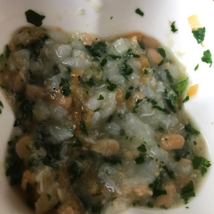 離乳食中期 納豆と小松菜のお粥 レシピ 作り方 By Reisa999 楽天レシピ 離乳食中期 納豆と小松菜のお粥 レシピ 作り方 By Reisa999 楽天レシピ